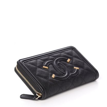 Chanel Caviar Quilted Medium Filigree Zip Around Wallet Black 3 of 7