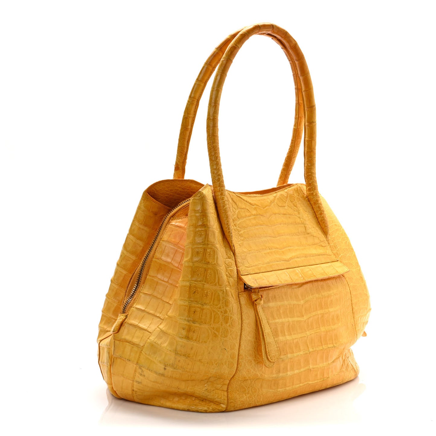 Crocodile Top Handle Shoulder Bag Yellow
