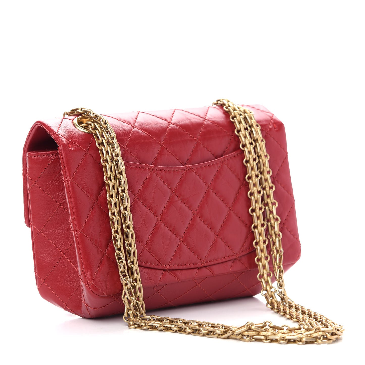 Aged Calfskin Quilted 2.55 Reissue Mini Flap Red