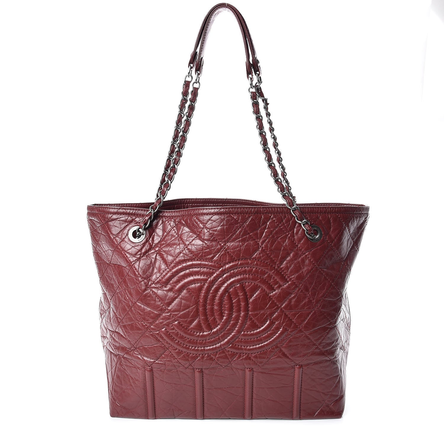 Chanel Aged Calfskin Large Shopping In Moscow Tote Burgundy 1 of 13