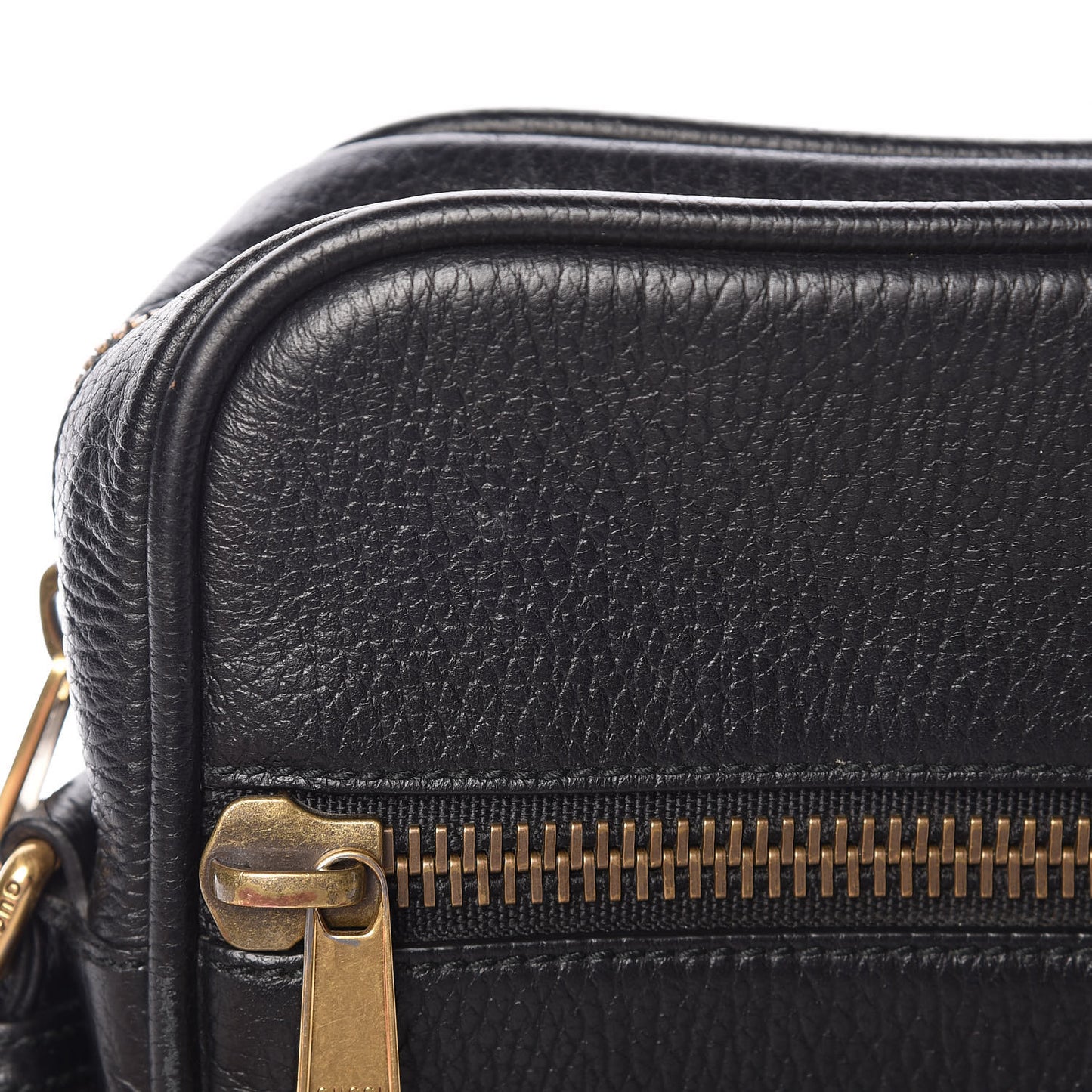 Grained Calfskin Logo Messenger Bag Black