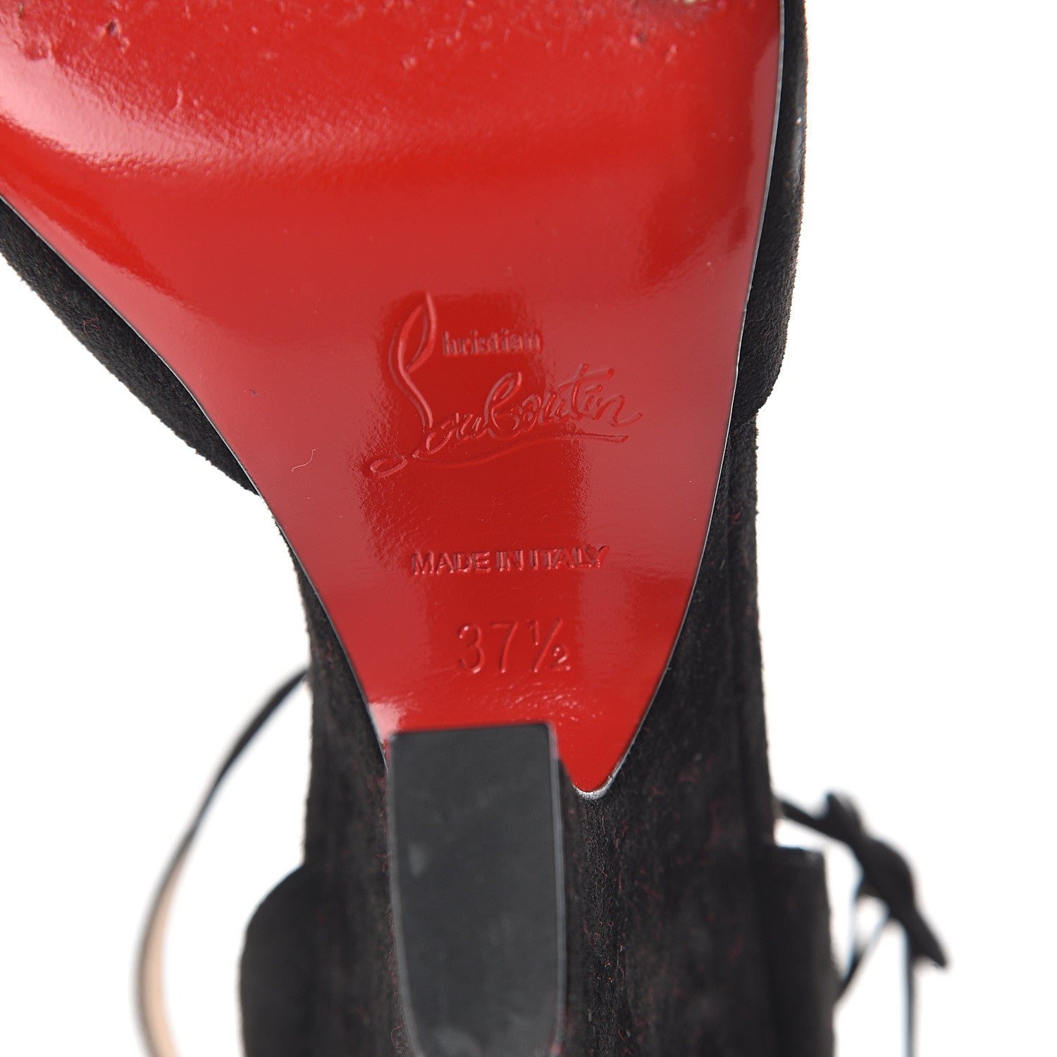 Christian Louboutin Veau Velours Aketi 100 Ankle Strap Wedge 37.5 Black 6 of 7