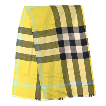 Burberry Silk Cashmere Half Mega Check Scarf Green Cream 2 of 3