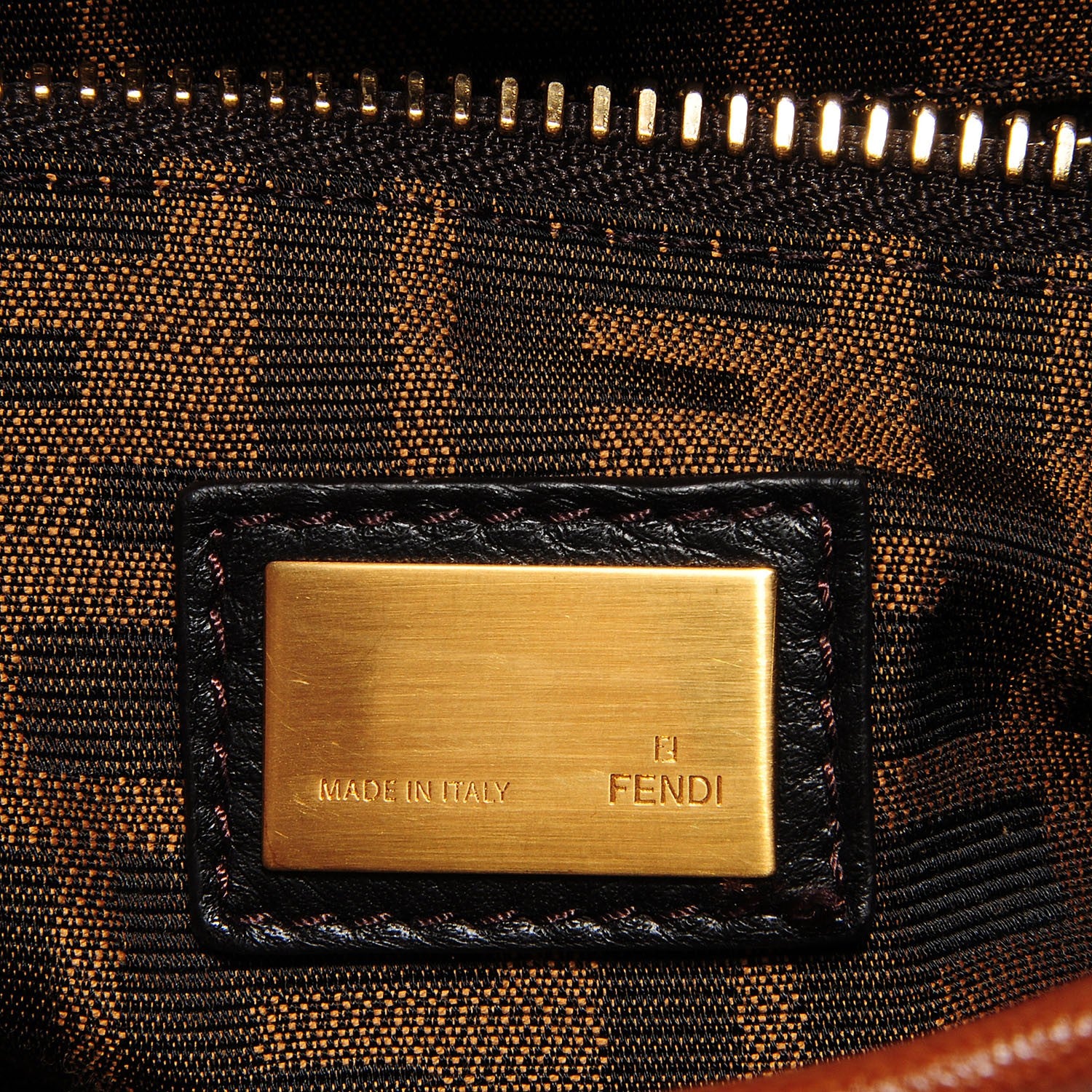 Fendi Goatskin Zucca Medium Peekaboo Iconic Satchel Cuoio Tobacco Moro 5 of 9