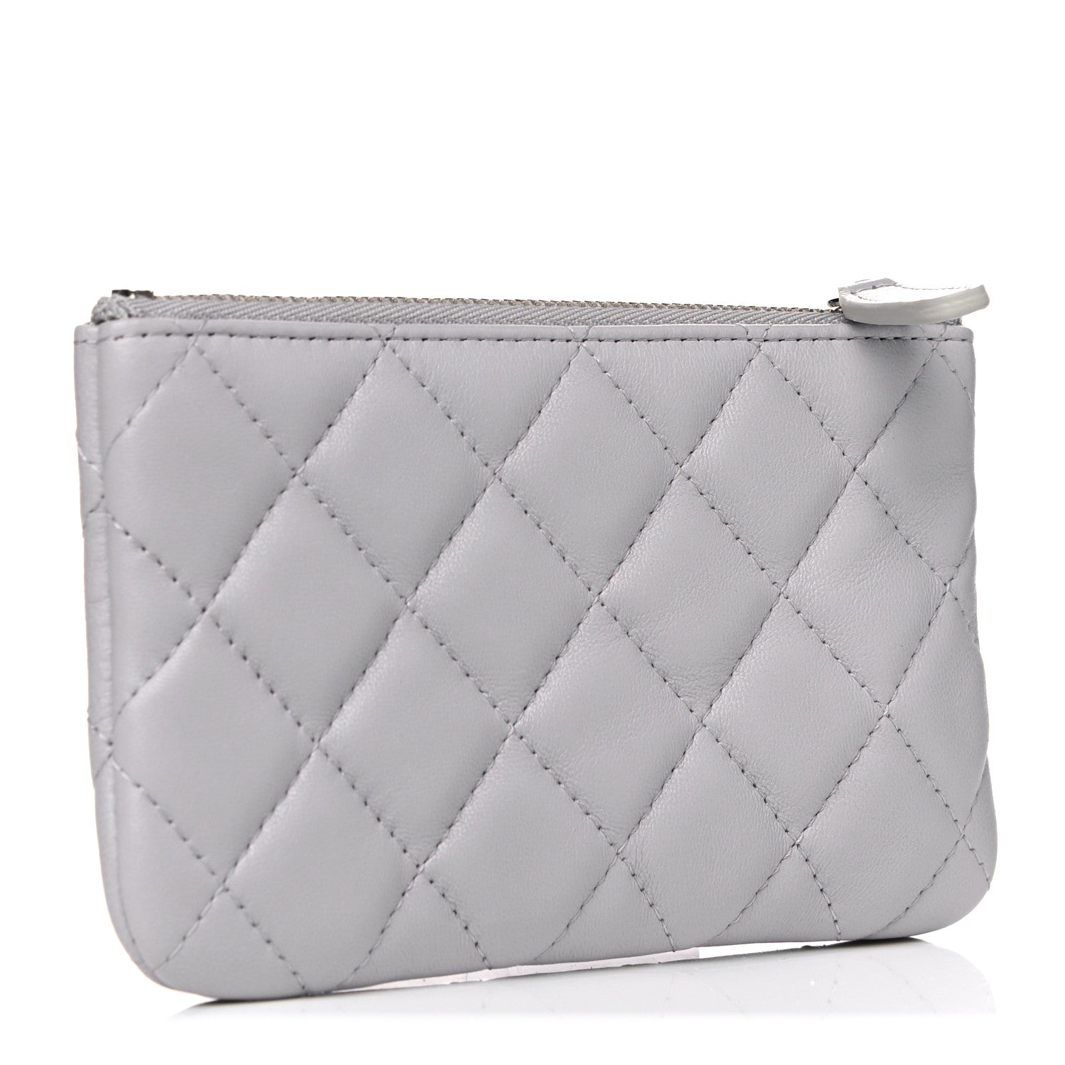 Chanel Lambskin Quilted Small Cosmetic Case Light Grey 3 of 9