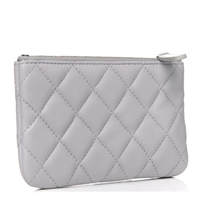 Chanel Lambskin Quilted Small Cosmetic Case Light Grey 3 of 9