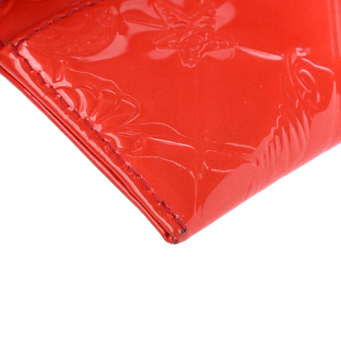 Patent Calfskin Lucky Symbols Card Holder Case Rouge Clair