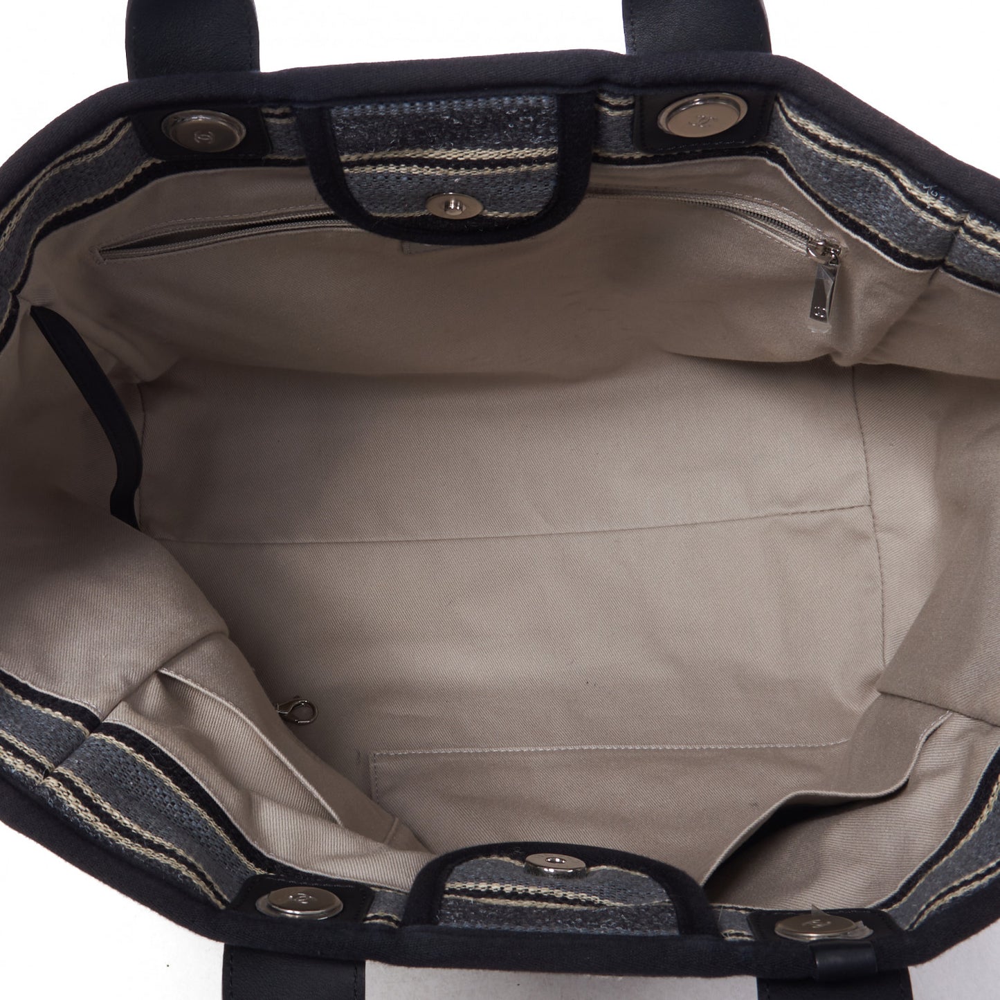 Striped Canvas Medium Deauville Tote Black
