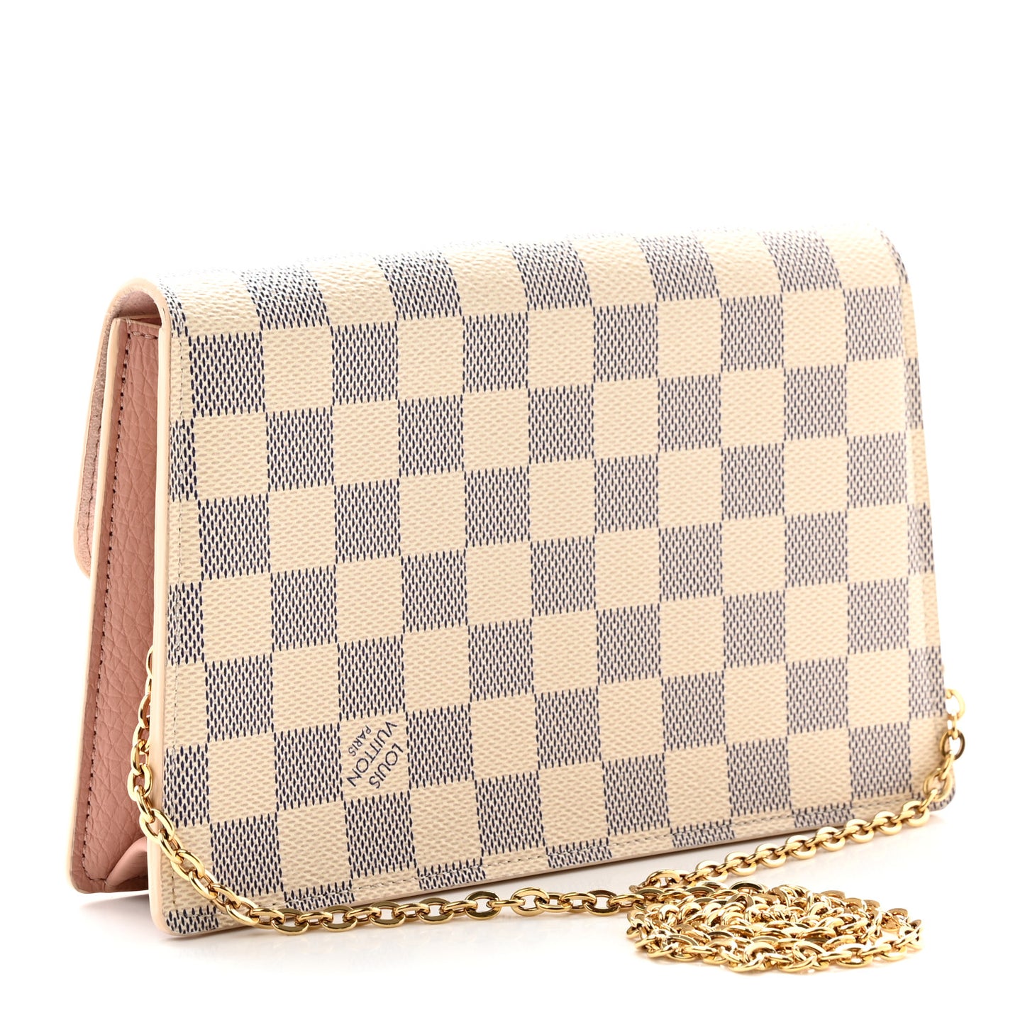 Damier Azur Croisette Chain Wallet Rose Ballerine