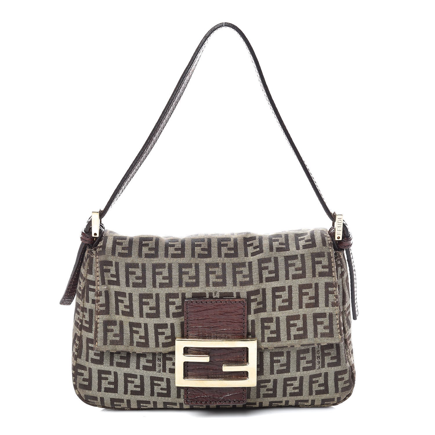 Fendi Zucchino Vitello Mini Mama Baguette Mogano Panna Bruciato 1 of 11