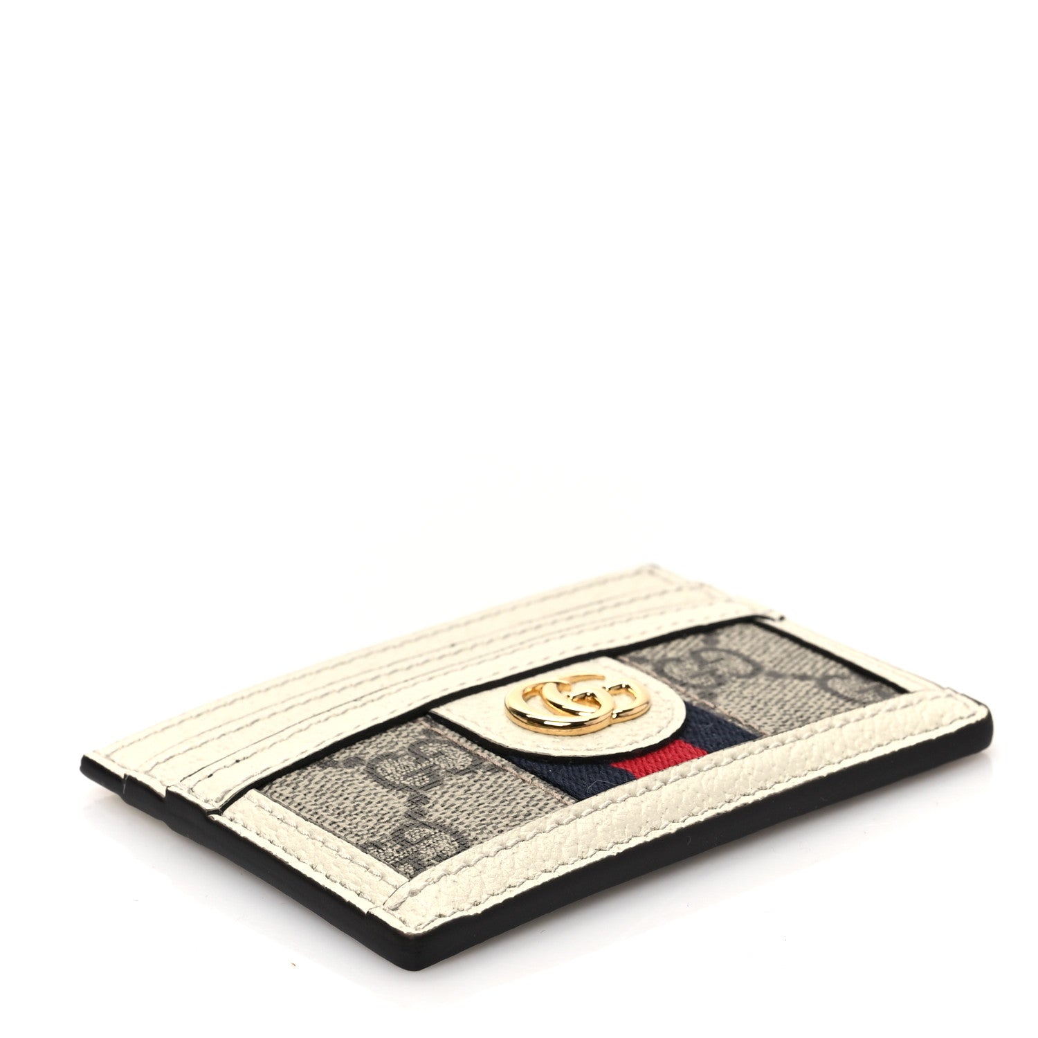Gucci GG Supreme Monogram Textured Calfskin Web Ophidia Card Holder Beige Ebony Mystic White 4 of 6