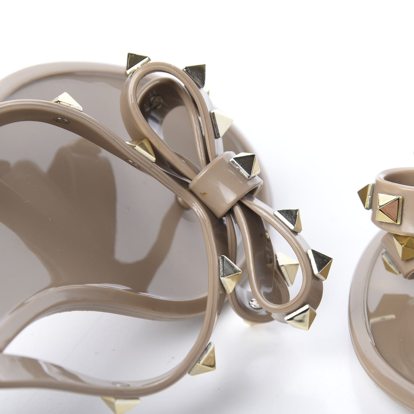PVC Jelly Rockstud Bow Thong Sandals 36 Poudre