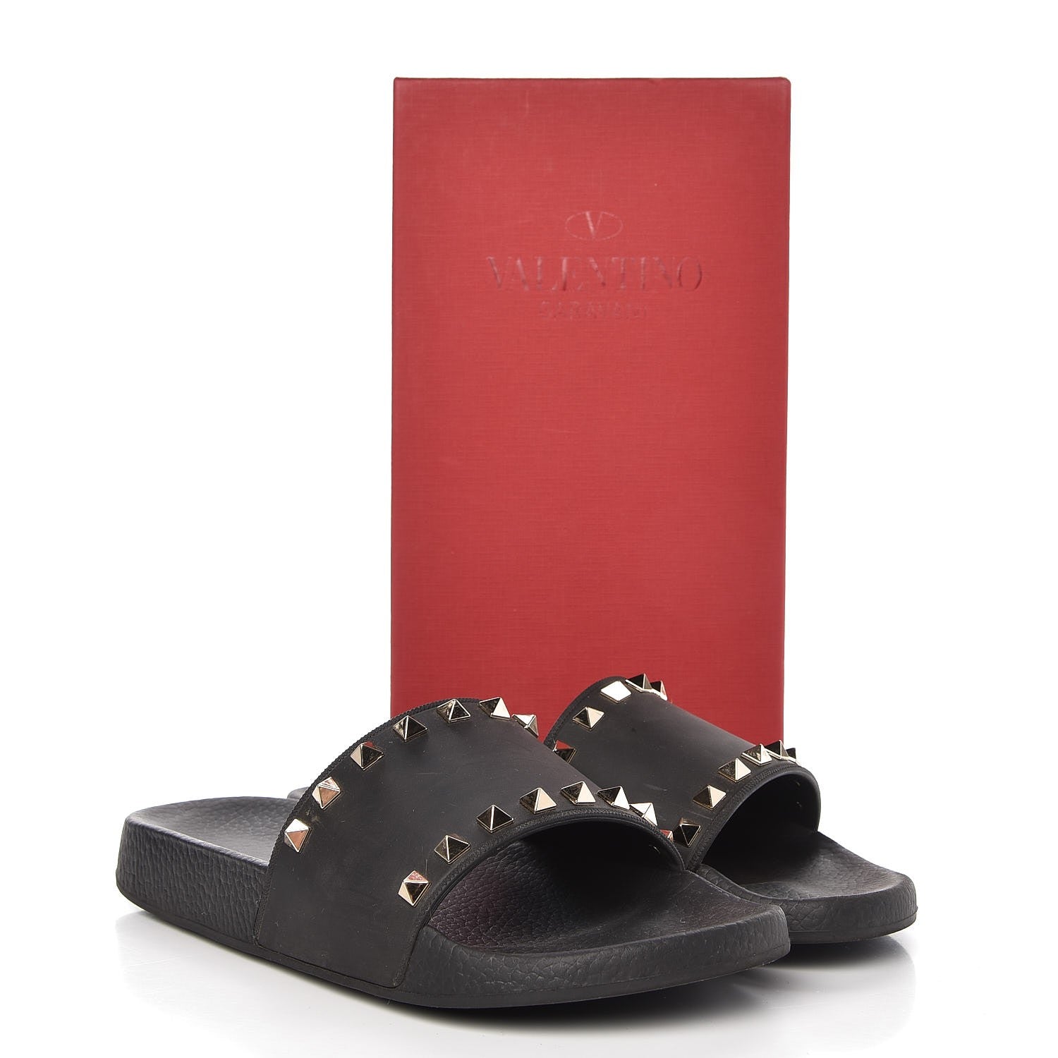 Valentino Garavani Rubber Rockstud Slide Sandals 39 Black 12 of 12