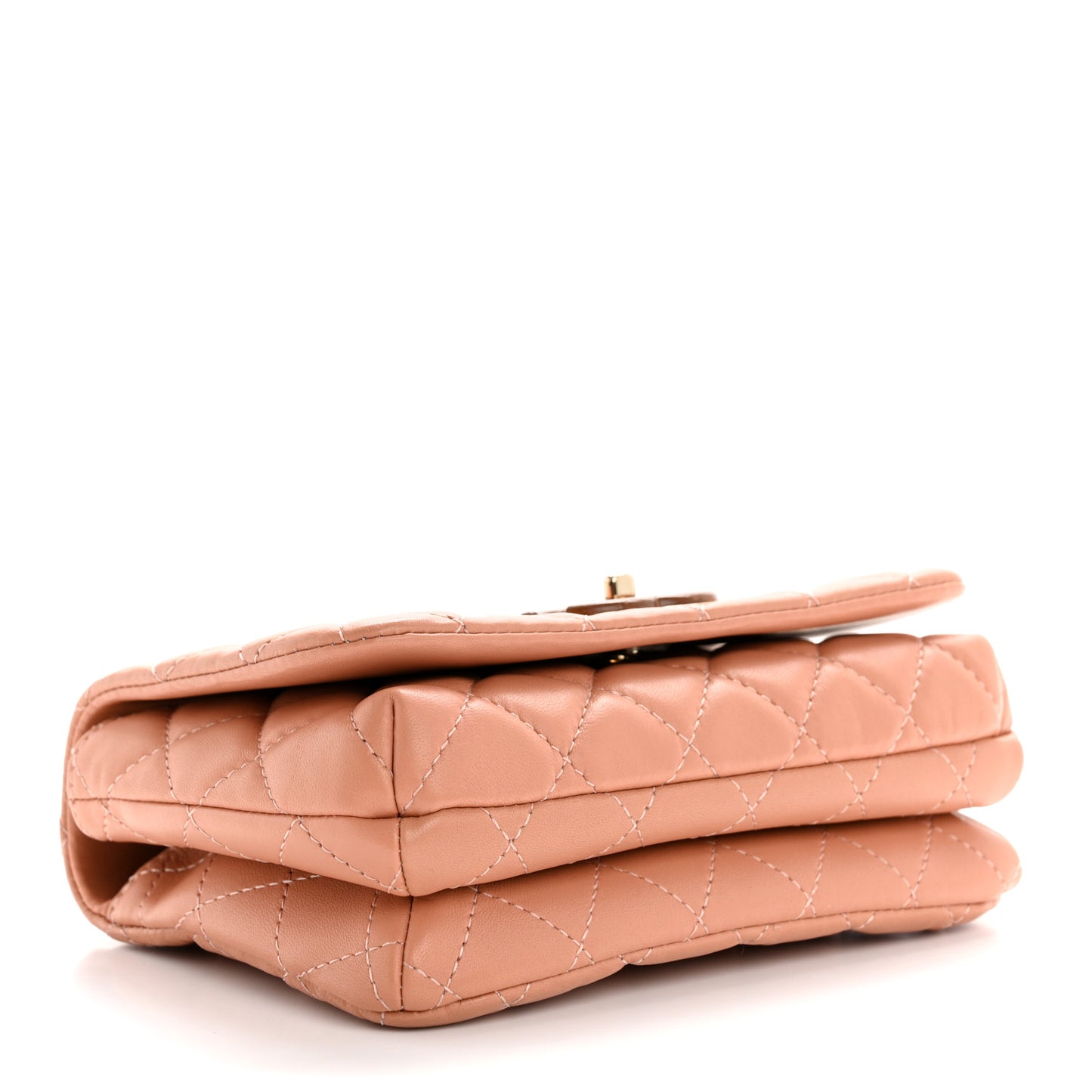 Lambskin Quilted Wood Mini Coco Handle Flap Beige
