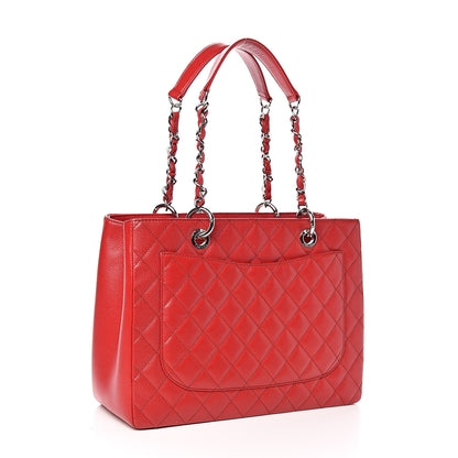 Chanel Caviar Quilted Grand Shopping Tote GST Red 3 of 16