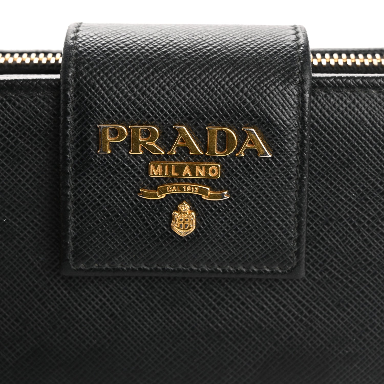 Prada Saffiano Metal Tab Wallet Black 10 of 13