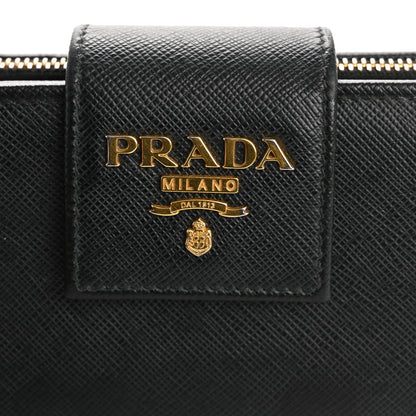 Prada Saffiano Metal Tab Wallet Black 10 of 13