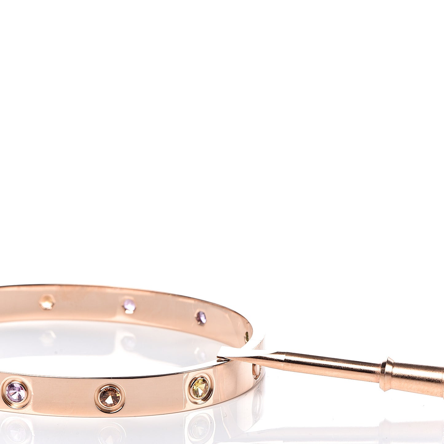 18K Pink Gold Sapphire Garnet Amethyst LOVE Bracelet 16