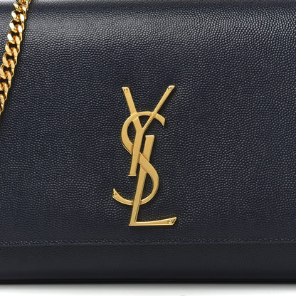 Saint Laurent Grain De Poudre Medium Classic Monogram Kate Satchel Deep Marine 9 of 9