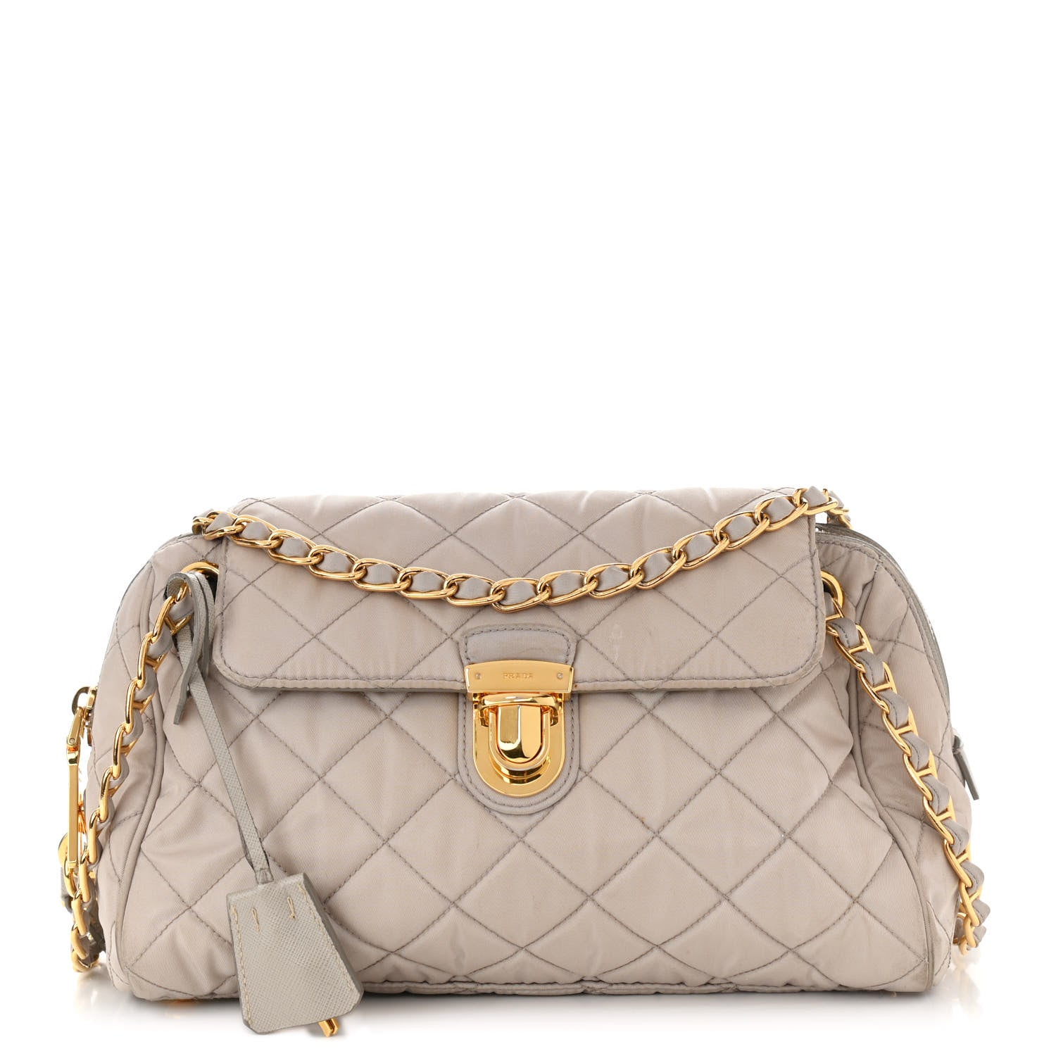 Prada Nylon Tessuto Impuntu Quilted Flap Pomice 1 of 15