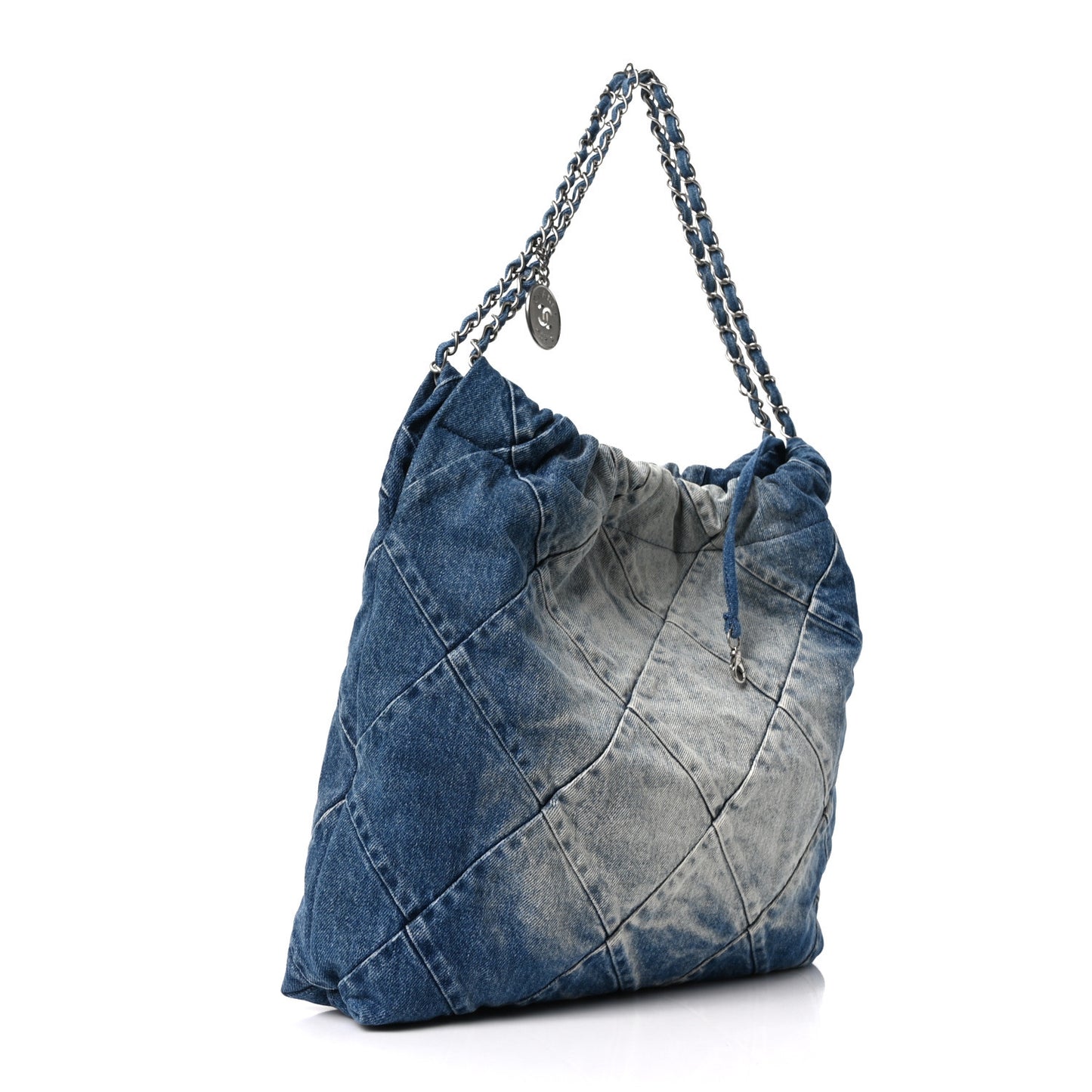 Denim Quilted Chanel 22 Blue