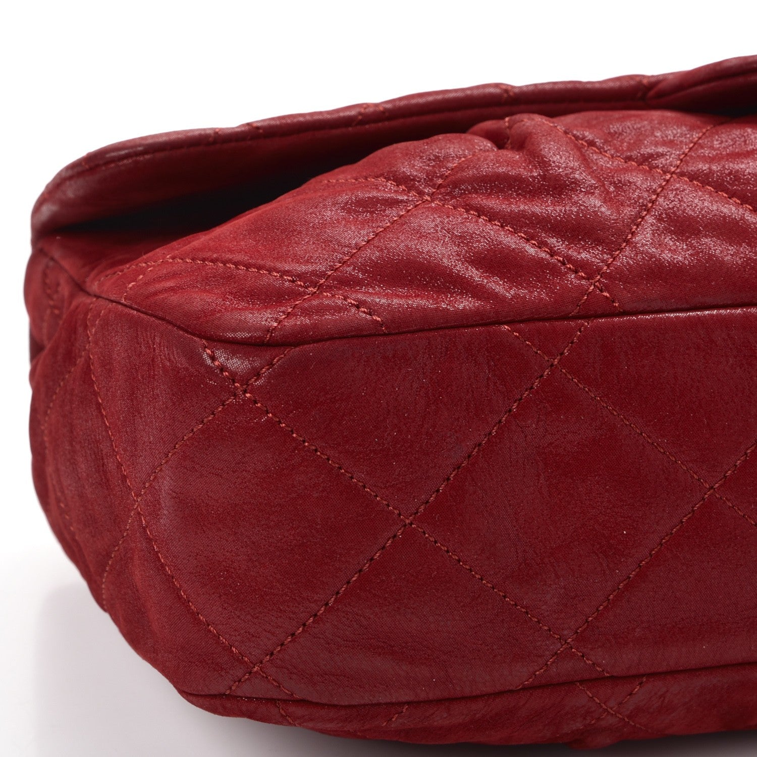 Chanel Iridescent Calfskin Large Chic Quilt Flap Red 13 of 16
