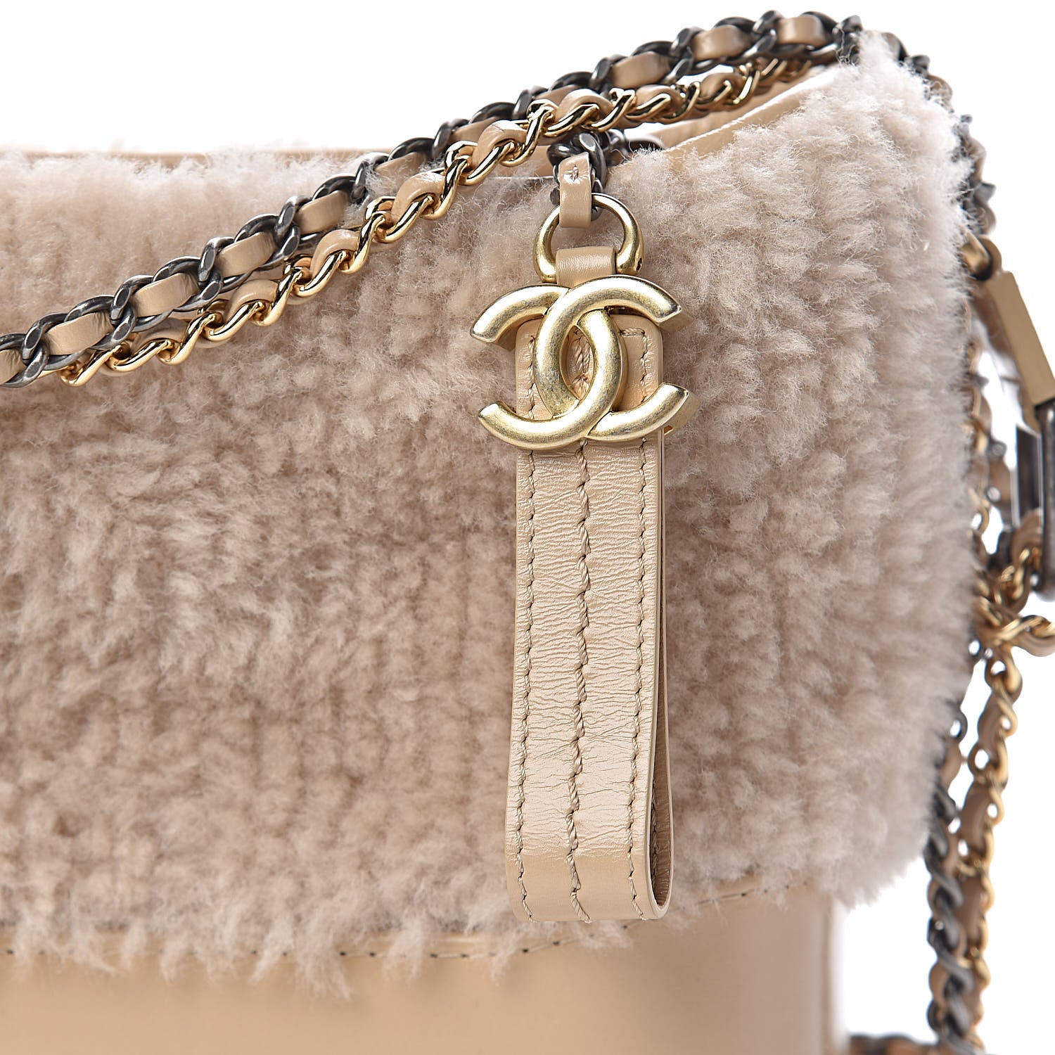 Chanel Shearling Small Gabrielle Hobo Dark Beige 10 of 10
