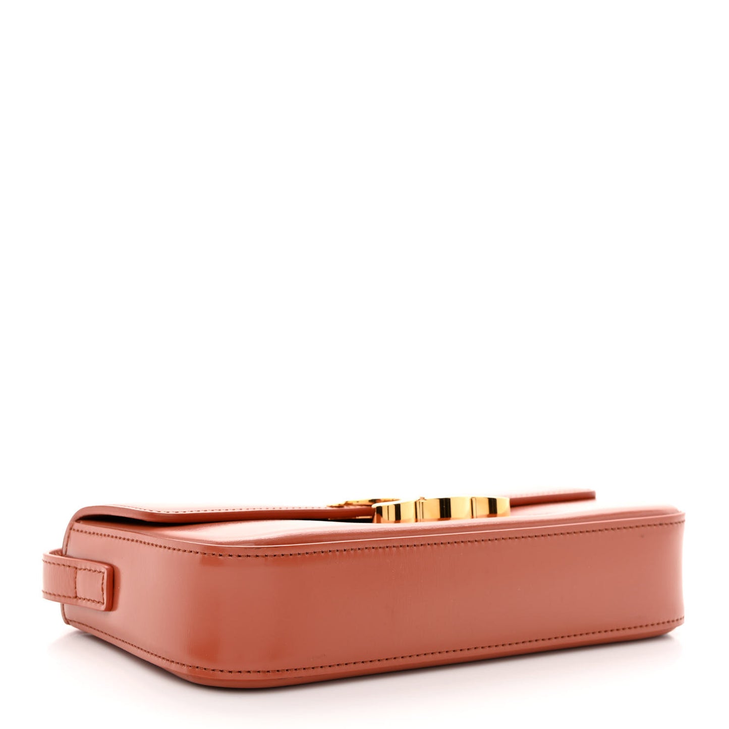 Shiny Calfskin Triomphe Shoulder Bag Terracotta
