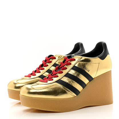 Gucci X ADIDAS Ginza Calfskin Demetra Gazelle Wedge Sneakers 41 King Gold Black 3 of 8