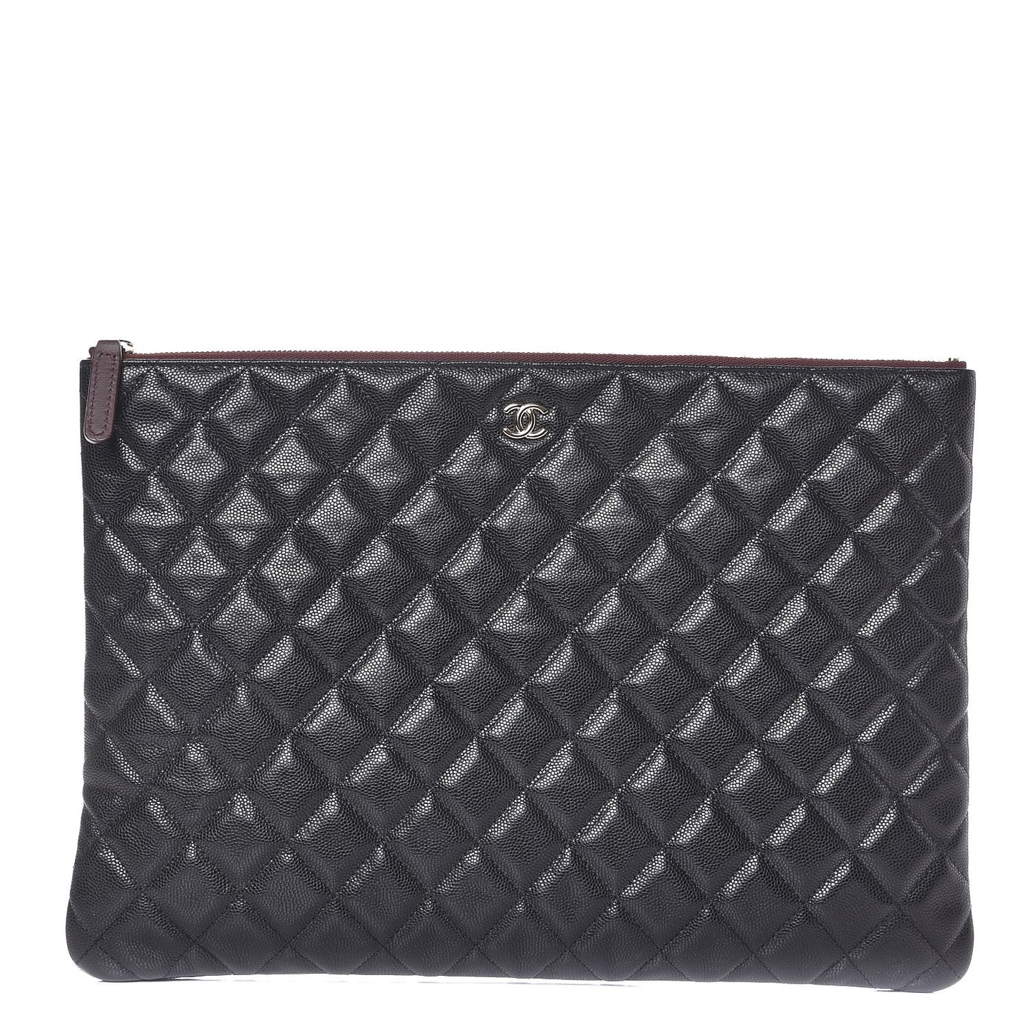 Caviar Quilted Large Cosmetic Case Black