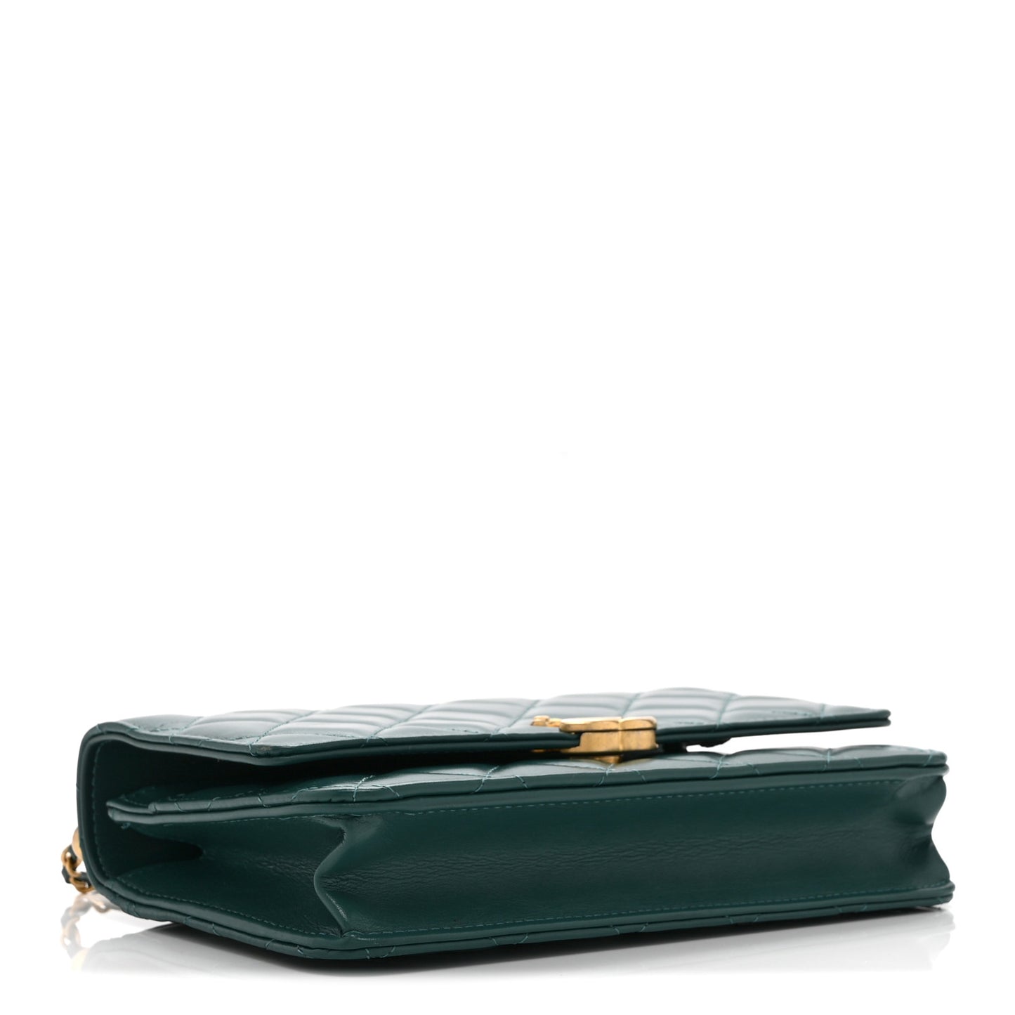 Calfskin Quilted Perfect FIt Wallet On Chain WOC Green