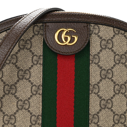 Gucci GG Supreme Monogram Textured Dollar Calfskin Web Small Ophidia Dome Shoulder Bag Beige Ebony New Acero 8 of 12