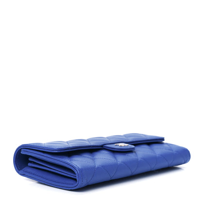 Chanel Caviar Quilted Large Gusset Flap Wallet Blue 4 of 13