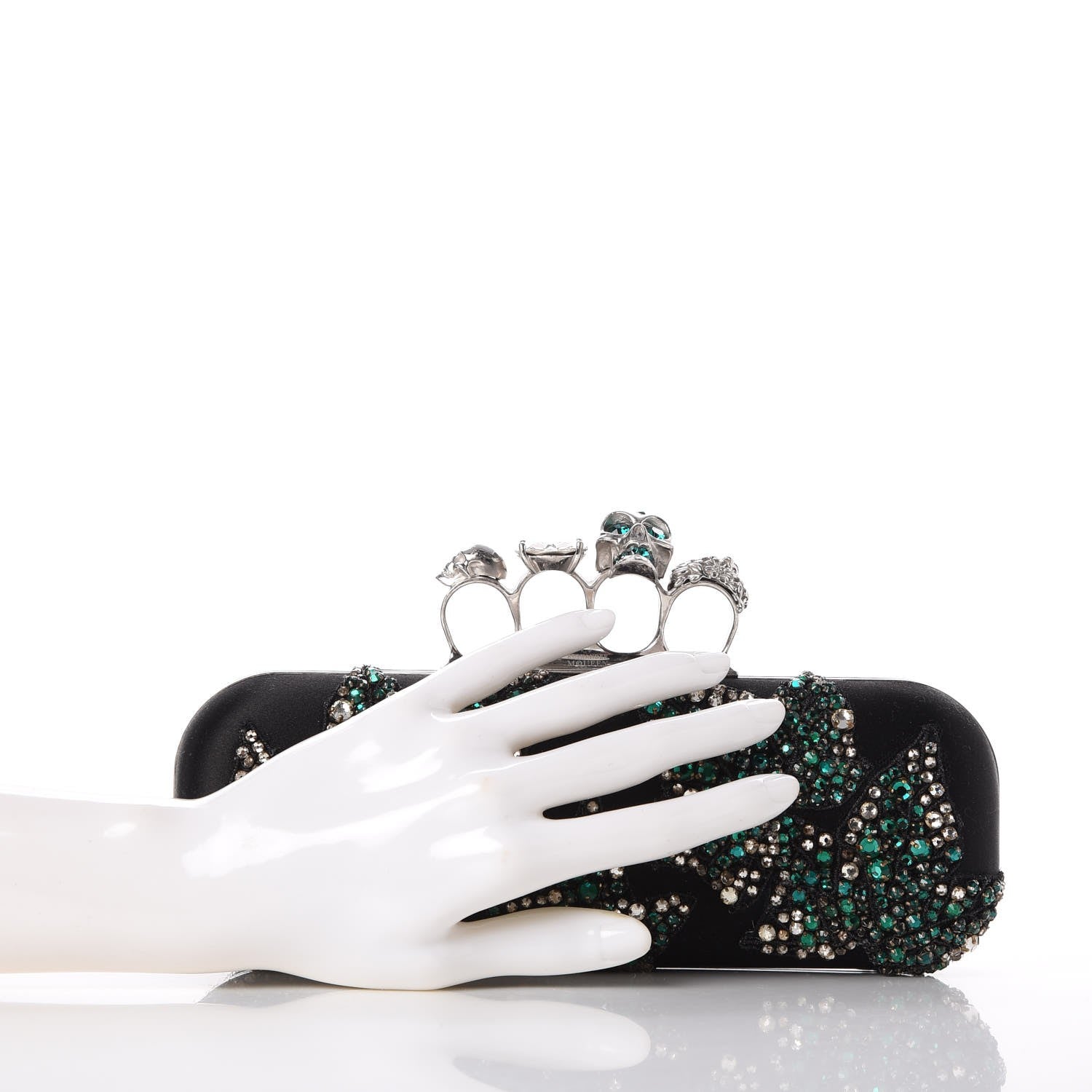 Alexander McQueen Silk Crystal Knucklebox Clutch Black 2 of 10