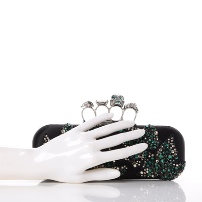 Alexander McQueen Silk Crystal Knucklebox Clutch Black 2 of 10