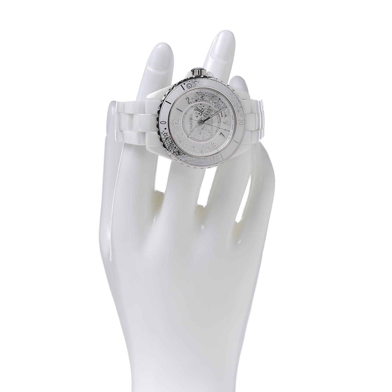 Chanel Stainless Steel Ceramic Diamond 38mm J12 Limited Edition Automatic Watch White 2 of 7