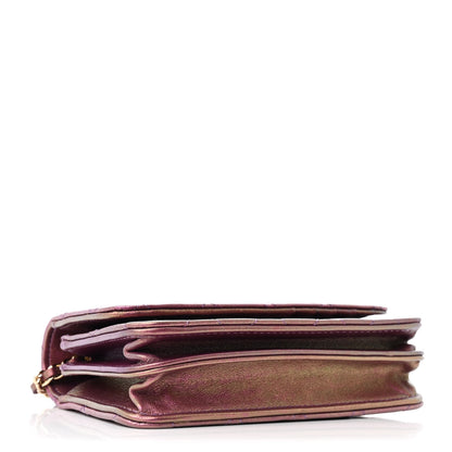 Chanel Iridescent Lambskin Quilted Mini Wallet On Chain WOC Purple 4 of 12