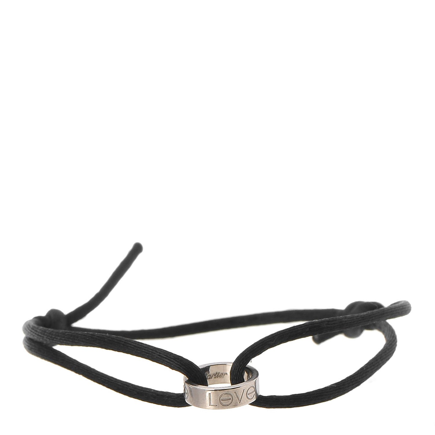18K White Gold Charity LOVE Adjustable Cord Bracelet Black