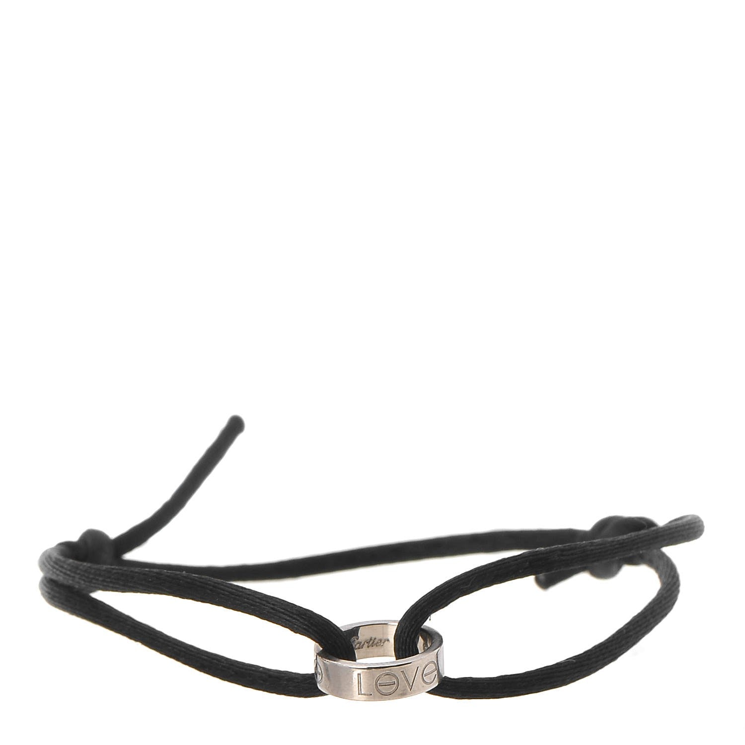 Cartier 18K White Gold Charity LOVE Adjustable Cord Bracelet Black 1 of 5