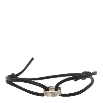Cartier 18K White Gold Charity LOVE Adjustable Cord Bracelet Black 1 of 5