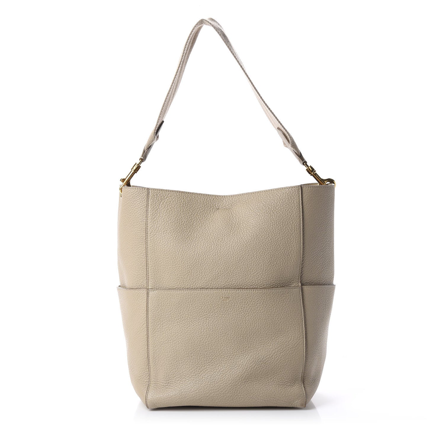 Soft Grained Calfskin Sangle Bucket Bag Dune