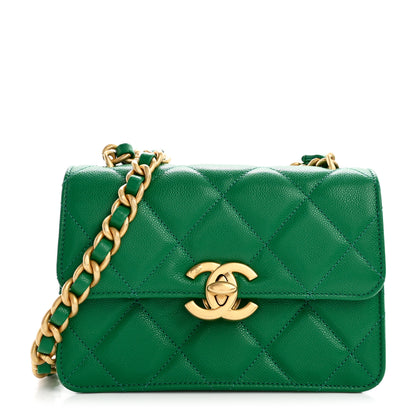 Chanel Caviar Quilted Mini CC Flap Green 1 of 10