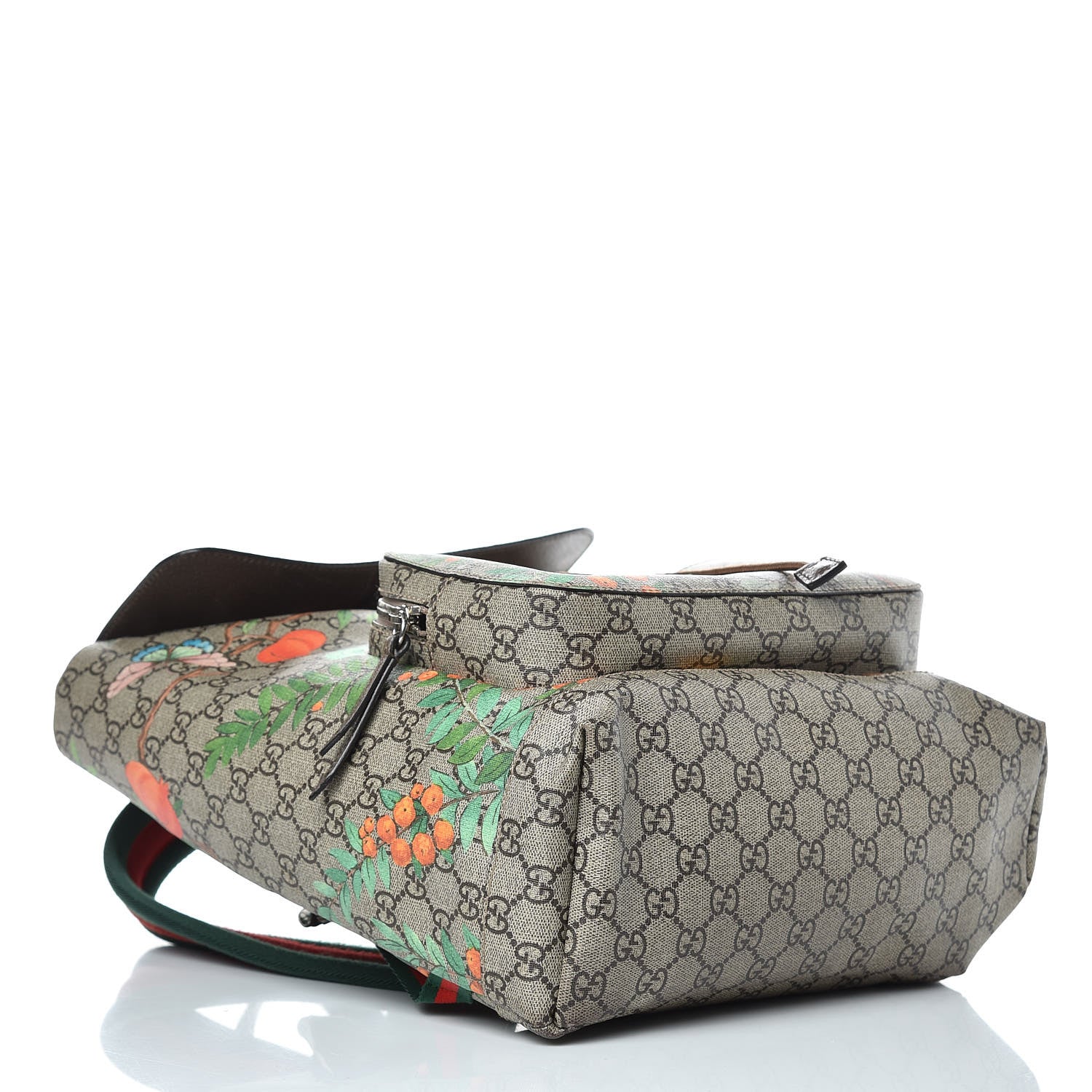 Gucci GG Supreme Monogram Tian Web Single Buckle Backpack Beige Multicolor New Acero 4 of 11