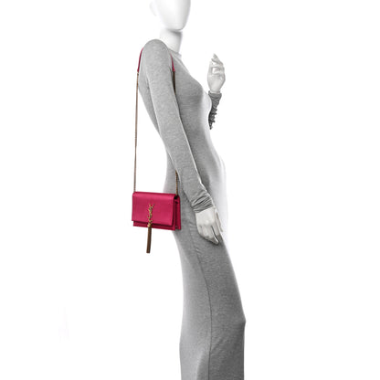 Saint Laurent Satin Woven Monogram Kate Tassel Chain Wallet Guava Pink 3 of 10