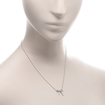 Tiffany Platinum Diamond Mini Bow Pendant Necklace 2 of 8
