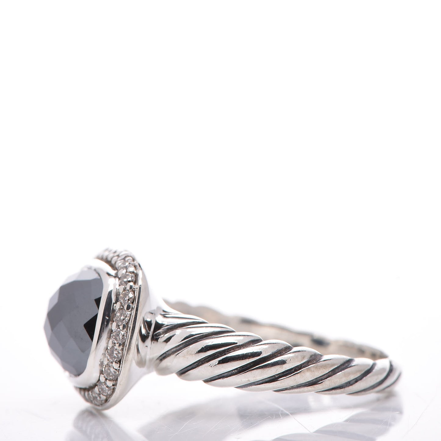 Sterling Silver Diamond Hematite 10mm Noblesse Ring 54 7