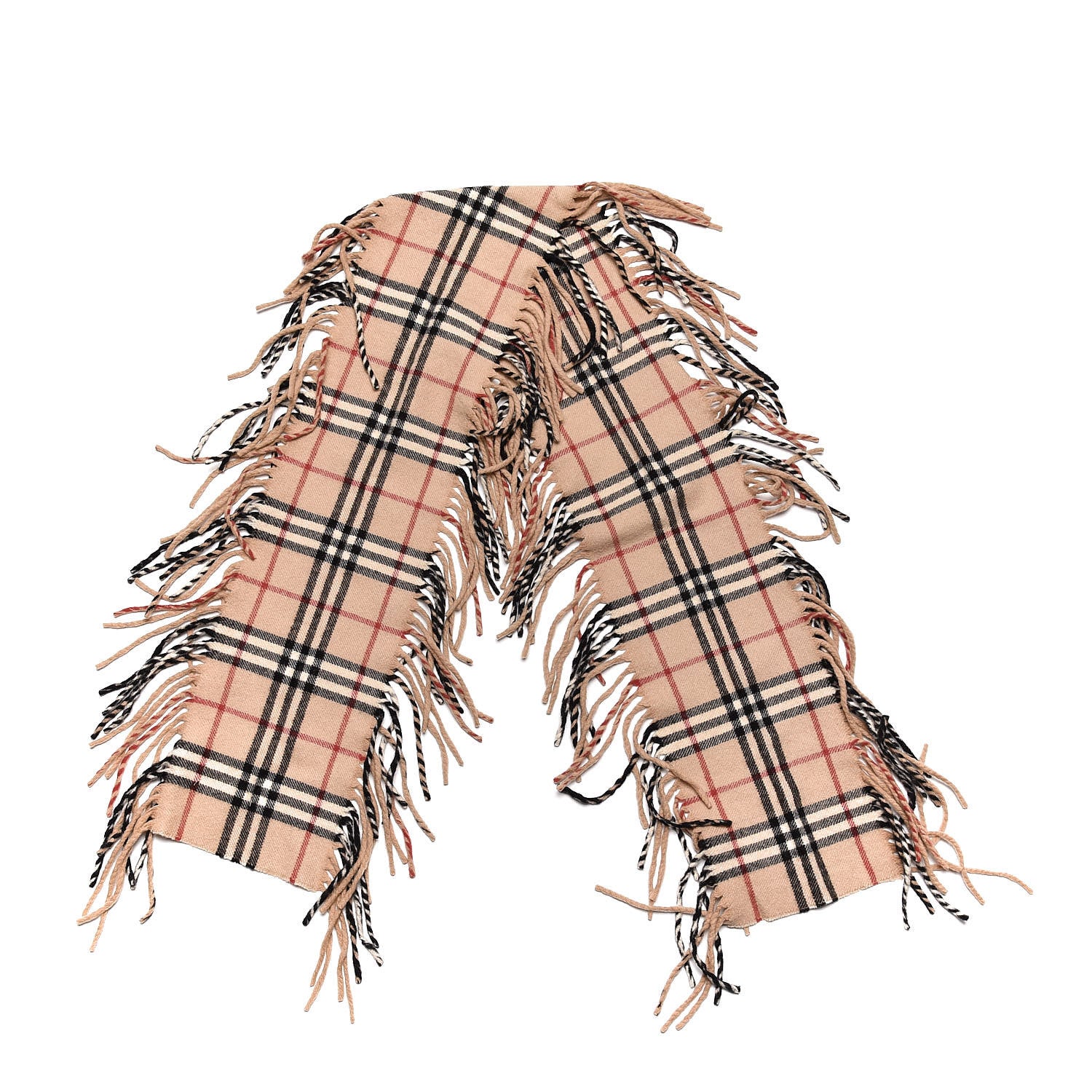 Burberry Cashmere House Check Fringe Scarf Camel 4 of 5