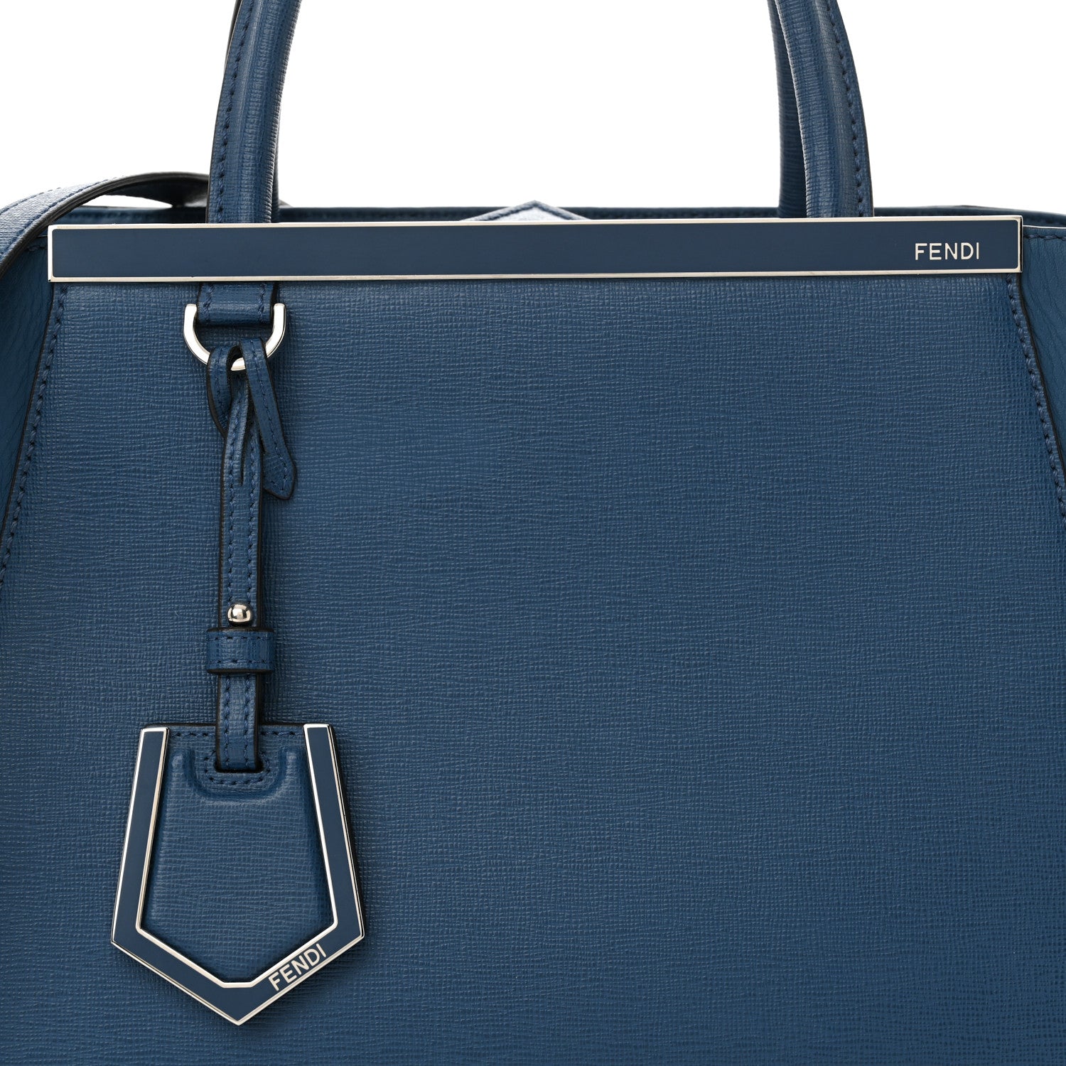 Fendi Vitello Elite Petite 2Jours Tote Blue Cobalto 7 of 9