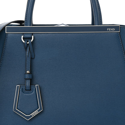 Fendi Vitello Elite Petite 2Jours Tote Blue Cobalto 7 of 9
