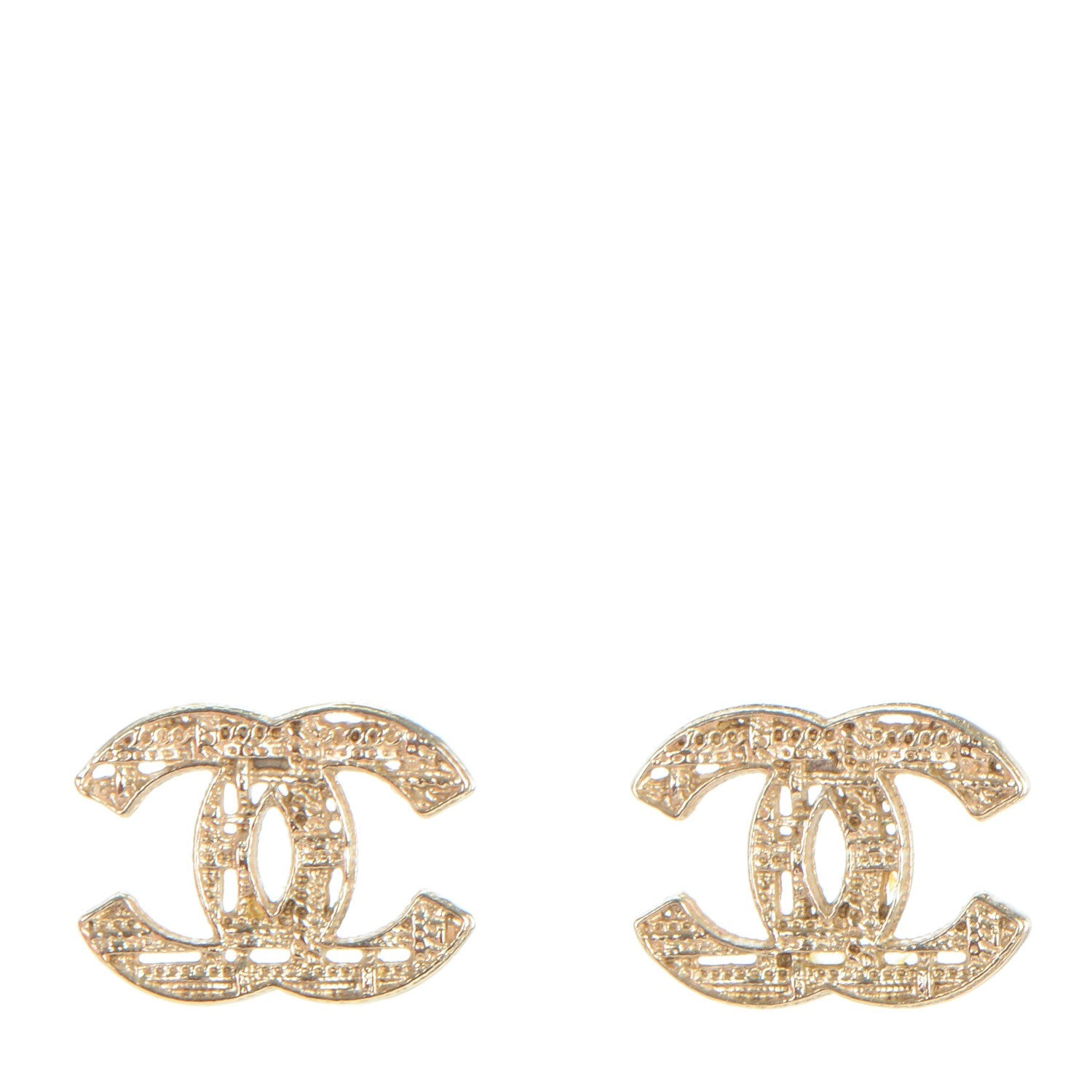 Chanel Tweed Effect CC Earrings Gold 1 of 4
